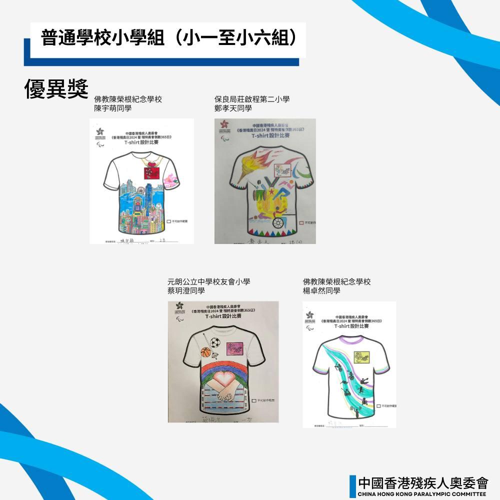 《全國第十二屆殘疾人運動會暨第九屆特殊奧林匹克運動會一周年倒數活動(香港賽區)及香港殘奧日2024T-SHIRT 設計比賽》賽果公佈